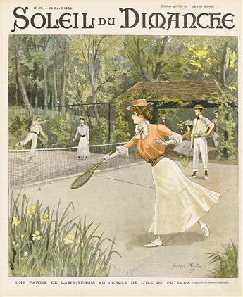 VARIOUS ARTISTS. [WOMEN PLAYING TENNIS / LITERARY POSTERS]. Group of 4 small format posters. Sizes vary, each approximately 13x10 inche          